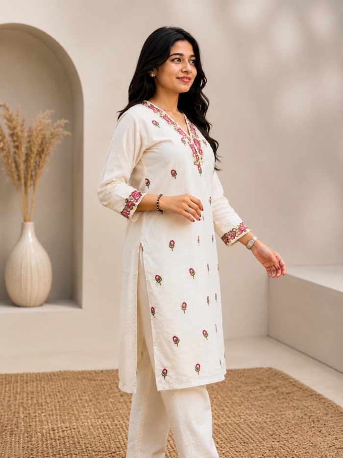 Khadi cotton kurta Palazzo set - Image 2